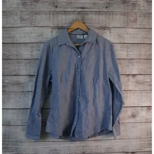 Riders By Lee Large Striped Button Up Long Sleeve Easy Care Shirt